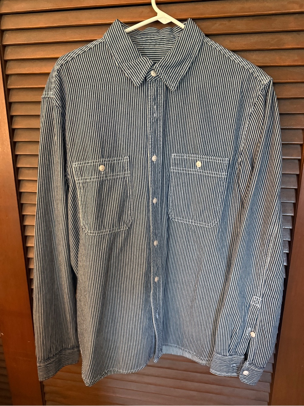 Cotton On Navy and White Pinstripe Button-Down Shirt